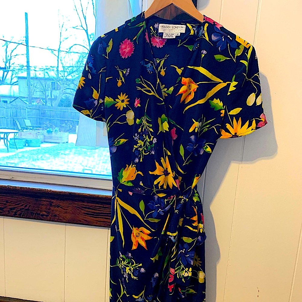Vintage Silk Floral Wrap Dress
